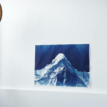 Large Mountain Cyanotype on Watercolor Paper — AGENT GALLERY CHICAGO