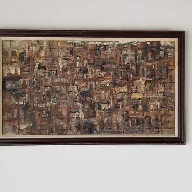 1960s Modernist Abstract Painting by Barbara Cohen, Framed. 