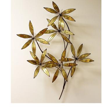 Contemporary Modern Rare Curtis Jere Brass Wall Sculpture Flowers Pom Pom 