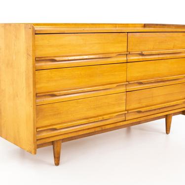milo mid century modern dresser 6 drawer Prepac Milo Mid-Century 6 Drawer Wooden Dresser, 16" x 52.25" x 33",  Brown/White