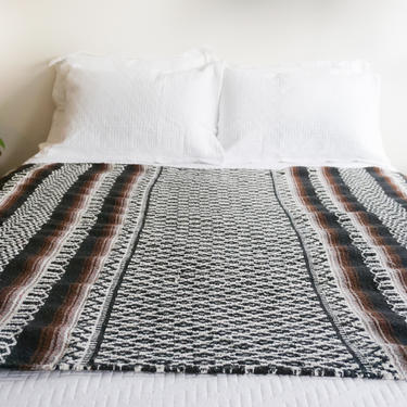 Tribal New Mexico Style Woven Serape/Horse Blanket in Black, Brown and White 