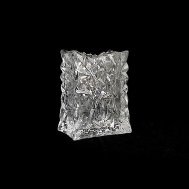 Vintage LARGE 8.5&amp;quot; Modernist Sculptural Art Glass Crystal Crumpled Paper Bag Vase Rosenthal Studio Linie Germany 