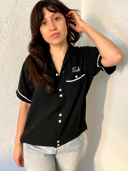 期間限定のお買い得商品 Vintage 50s Chain White w/ Black - Shirt Bowling Stitch トップス