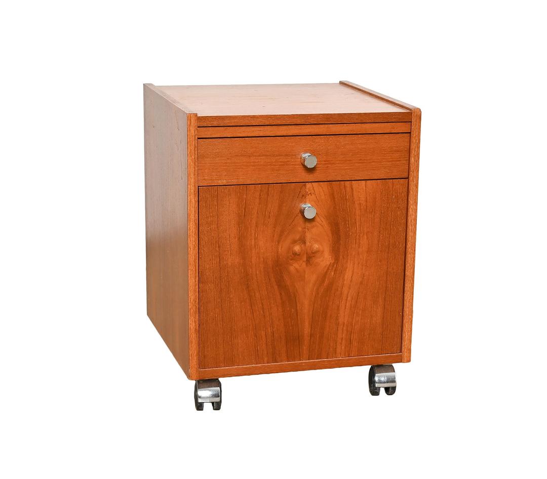 Teak File Printer Stand Nightstand Danish Modern Mid Century