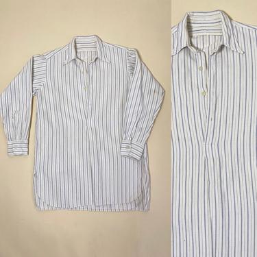 Antique Work Shirt 1920s 20s Workwear Cotton Flannel Stripe 