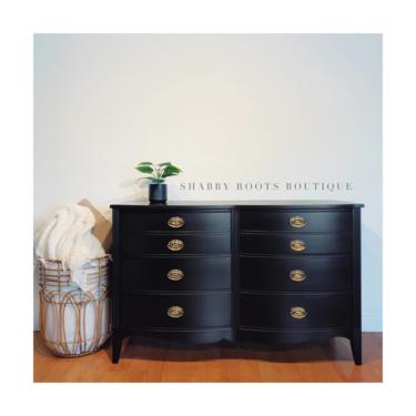 NEW! Black Dresser 6 drawer chest of drawers - Antique Vintage bow front mahogany dresser - San Francisco Bay Area by Shab