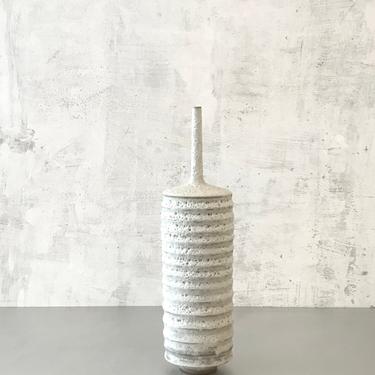 SHIPS NOW- Seconds Sale- 20” tall ceramic vessel glazed in crater white by sara paloma 