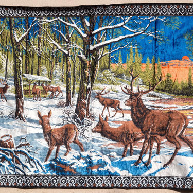 Vintage Elk Tapestry orders Wall Hanging Made in Italy 70's