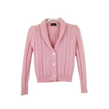 NEW In the Shop /// Vintage Pink Wool Cable Knit Cardigan Sweater size XS 