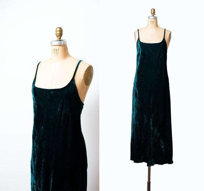 1990s Crushed Velvet Slip Dress 90s Bias Cut Dress Female Hysteria Boston MA