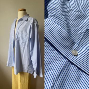 Blue and White Striped Menswear Button Down 
