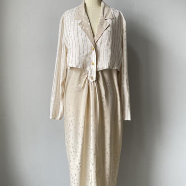 1980s Silk Dress Stars Jacquard L 