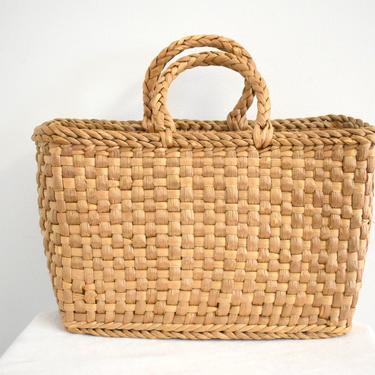 1940s Natural Straw Tote Bag 