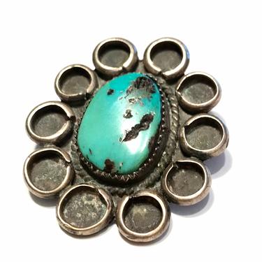 Vintage Sterling Silver Turquoise Pendant Southwestern Artisan Handmade Jewelry 