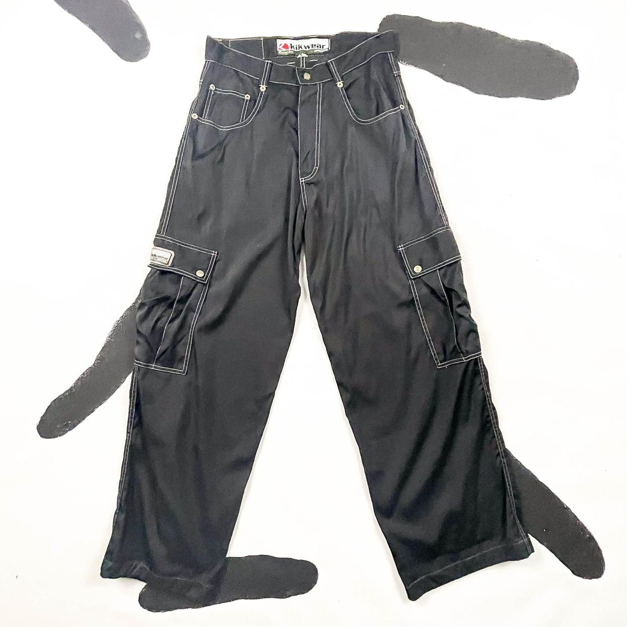 90s Kikwear Black Parachute Pants / Wide Leg / Utility / | Bad at