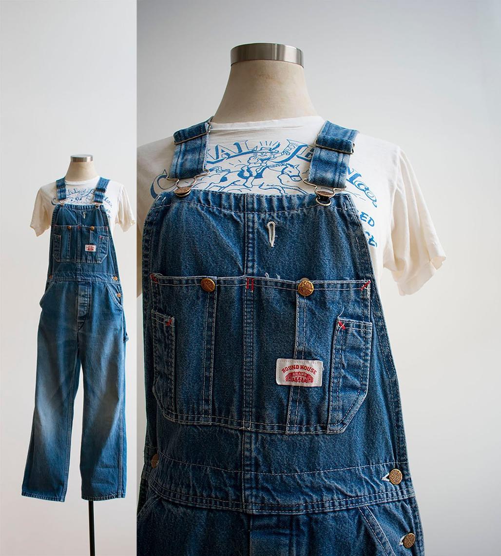 Vintage Round House Overalls / Small Overalls / Vintage Denim Overalls