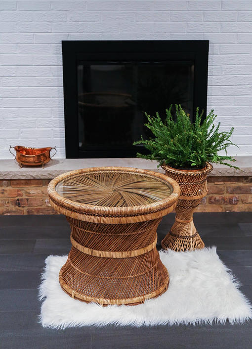 Vintage Rattan Coffee Table Side Table With Glass Top Local Pick Up Or Your Shipper By Worldofwicker From World Of Wicker Of Chicago Il Attic