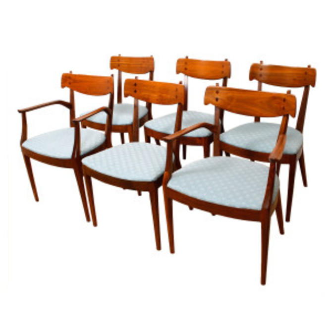 Set of 6 MCM Drexel Walnut Dining Chairs Modern Mobler Takoma DC