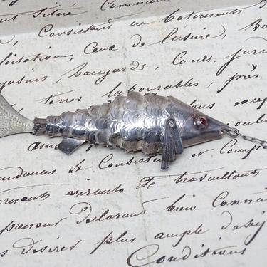 Antique Sterling Silver Articulated Fish, Vintage Jewelry 