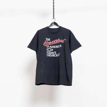 CHEVROLET T-SHIRT Heartbeat Of American Vintage CAR Shirt Tee Black Graphic Americana / 80's 
