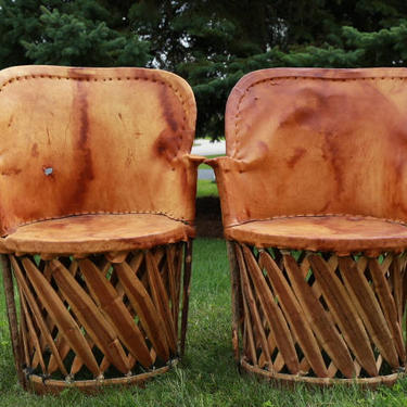 SHIPPING NOT FREE! Vintage Mexican Equipale Chairs, Peacock, Leather Chairs/ Local P/U Chicago, Il area or your Shipper!!! 