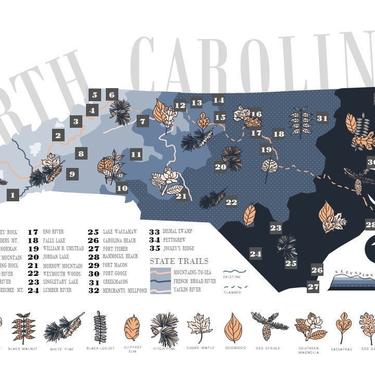 North Carolina’s state parks and trails decorative map 11x17 