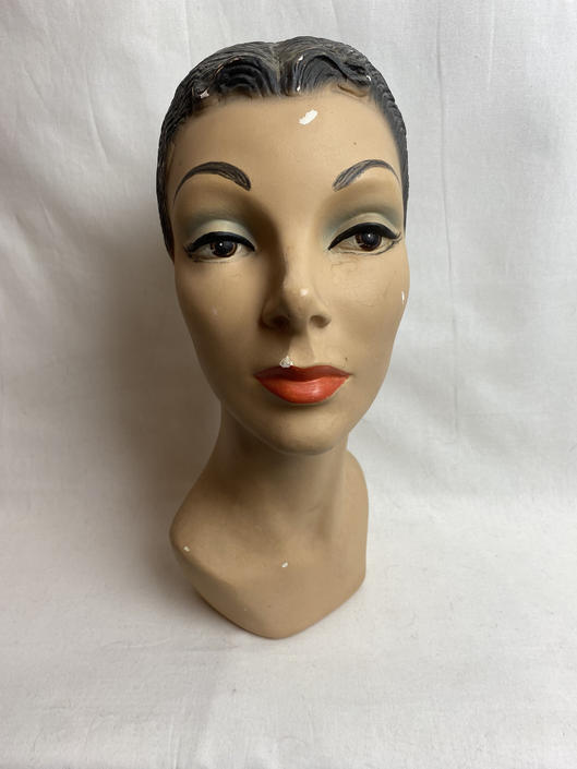 1930's-40's head form~ hat model~ plaster mannequin woman