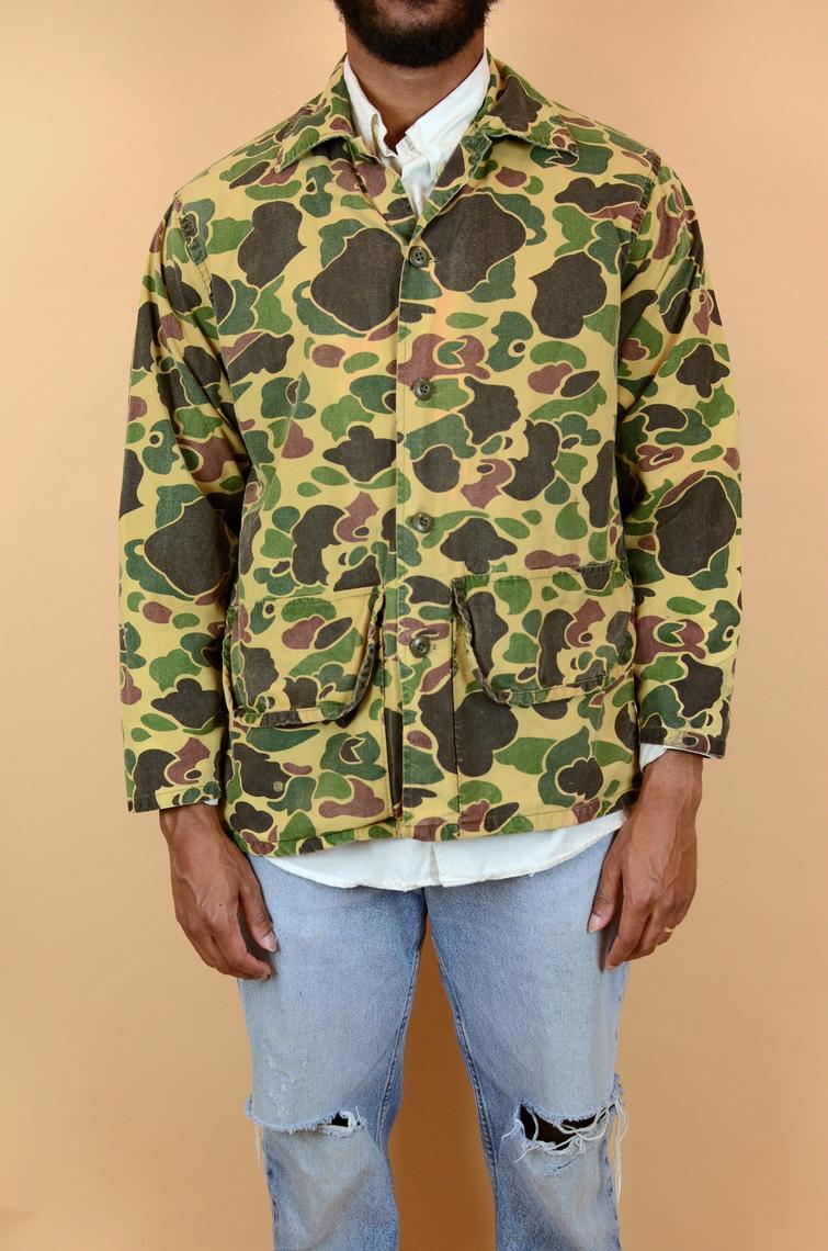 Vintage Duck Camo Shirt Jacket Medium 60s 70s 80s 90s