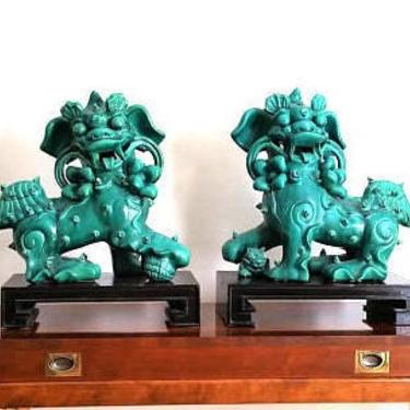 Pair Large Porcelain Fu Dog Statues 