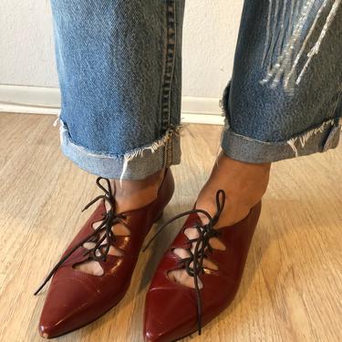 Vintage Nina Brown Leather Lace Up Shoes 