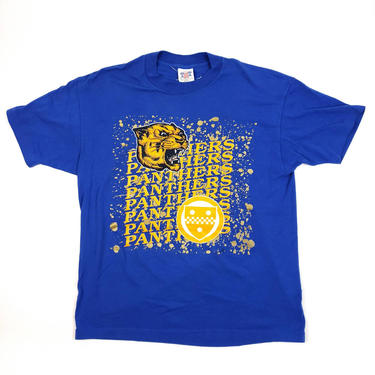 80s 90s Pitt Panthers Vintage Graphic Tee Large, Pittsburgh College Logo Short Sleeve T Shirt 50/50 