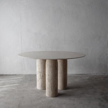Mario Bellini II Collanado Round Travertine Dining Table 