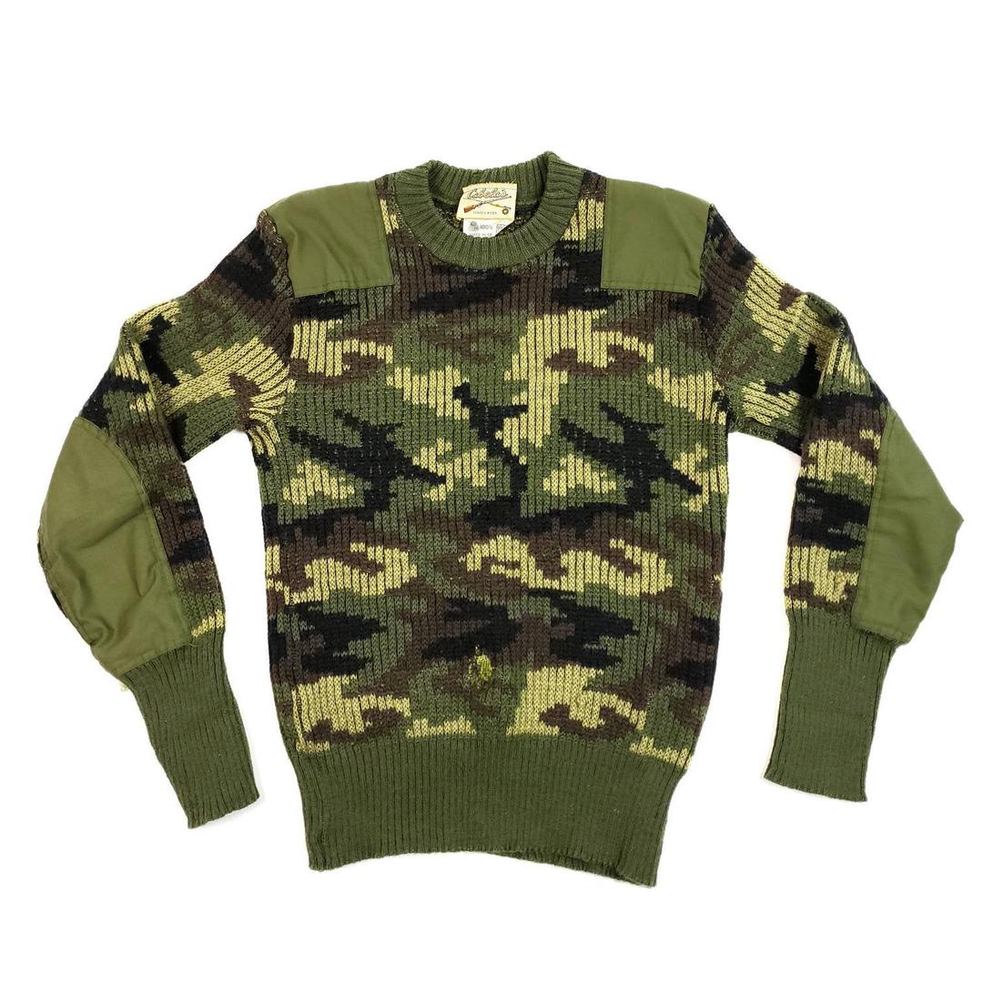 Vintage Cabela's Camouflage Commando Sweater Size 46 Mens, Chunky Knit