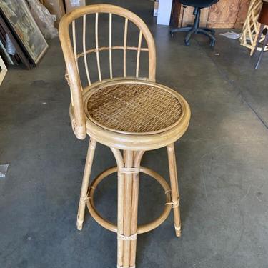 Mid Century Rattan Bar Stool with Stick Rattan Back 