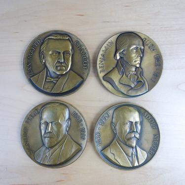 Pioneers in psychiatry bronze commemorative medallion collectible medal coin paperweight Freud, Meyer, Charcot, Rush student gift Abbott Lab 