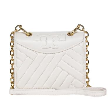 Tory Burch - White Quilted Smooth Leather Mini Crossbody