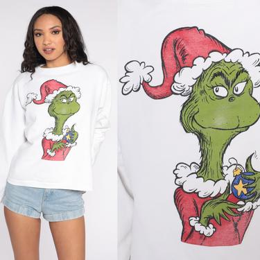 The Grinch Sweatshirt Christmas Shirt Dr Seuss Shirt 90s Holiday Crewneck 1990s Xmas Graphic Sweatshirt Vintage Medium 