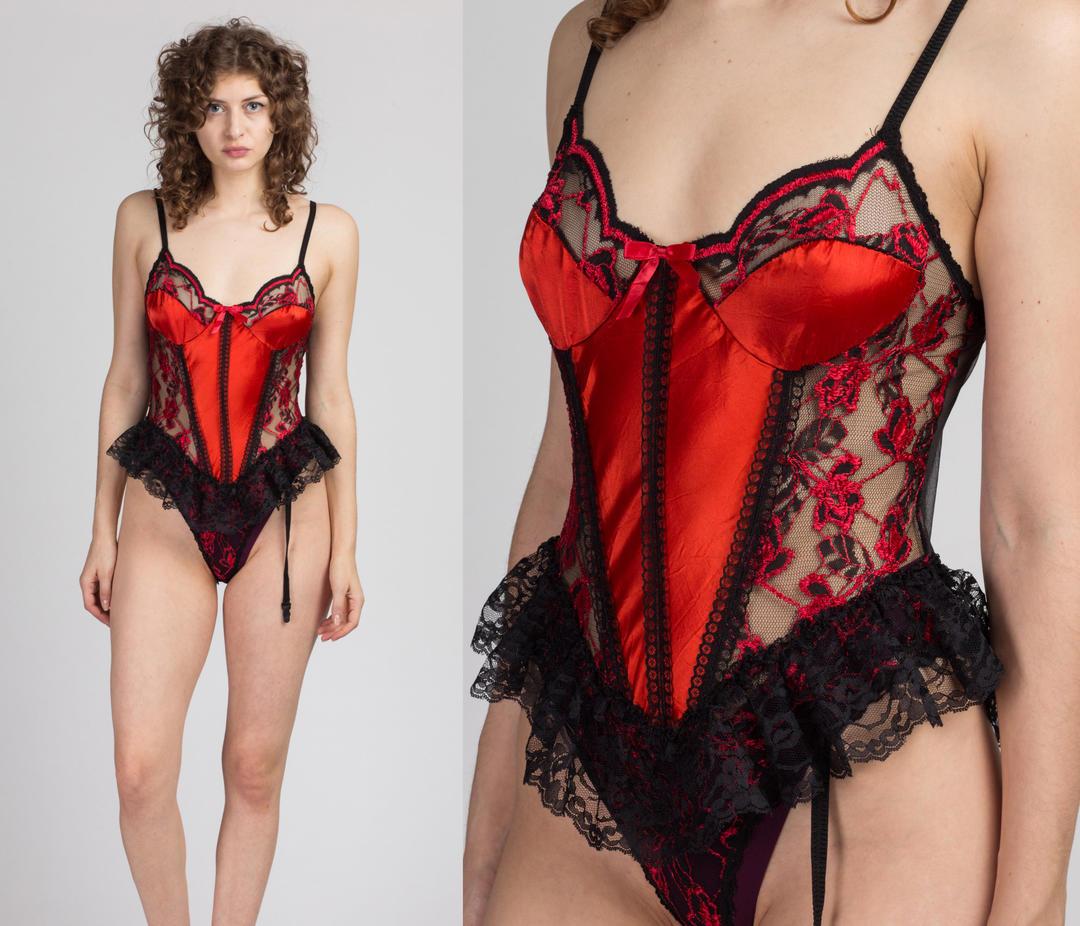 Lingerie Set Red Black Lace On Stock Photo 176099501