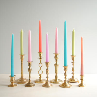 Assorted Set of Vintage Brass Candle Holders