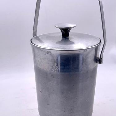 Spun Aluminum Art Deco Italian Ice Bucket with Wrapped Handle