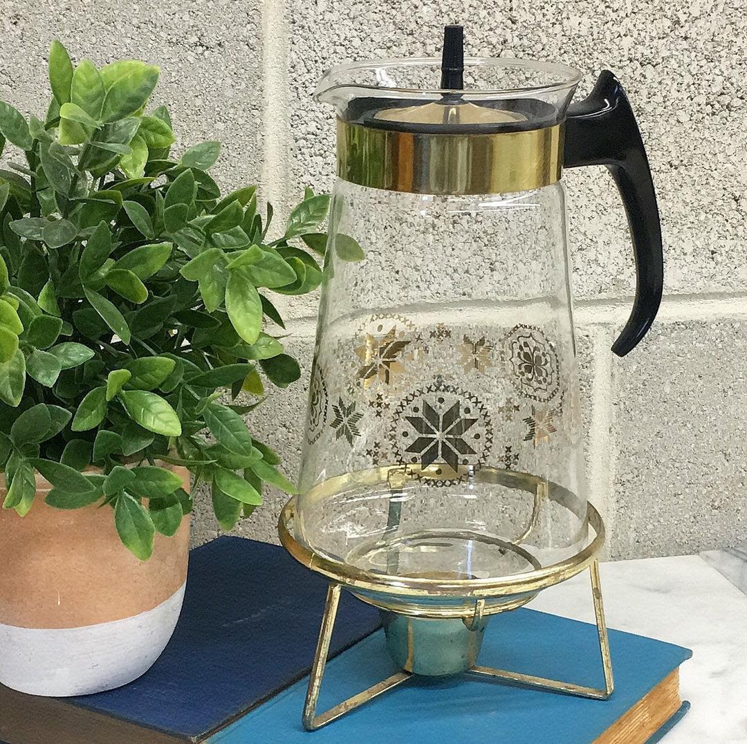 Retro 1960s Pyrex Coffee Pot Glass Coffee Carafe With