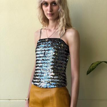 Virtual Garage Sale / Sequin Tank Top Silver Shiny Top / Sleeveless Blouse / Sequin Striped Shirt / Christmas Party Present / NYE Party 