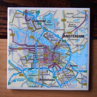 2000 Amsterdam Netherlands Map Coaster. Netherlands Gift. Amsterdam Map. Vintage Netherlands Décor. Dutch Gift. Europe Travel Décor Map Gift 
