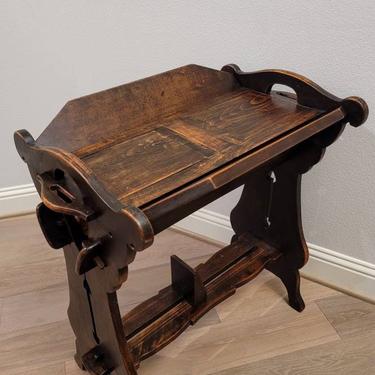 Antique French Provincial Farmhouse Walnut Sewing Work Table 