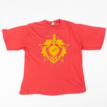 90s Russia Hammer & Sickle T Shirt - Large | Vintage Unisex Red Russian Coat of Arms Graphic Tourist Tee 