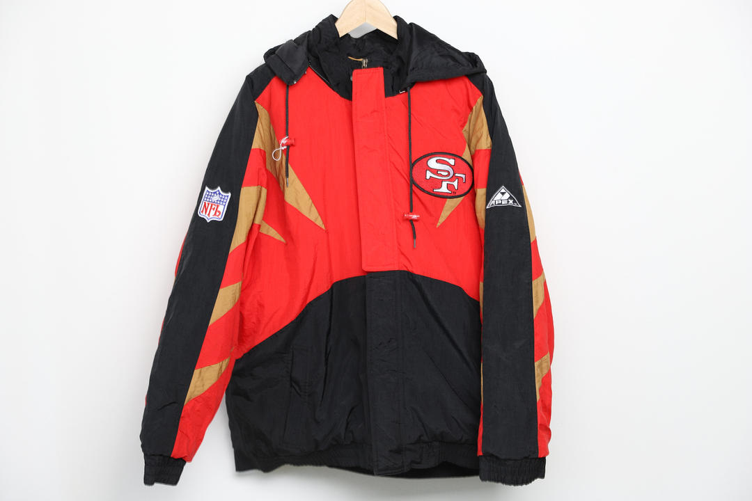 Buy the Vintage 80s San Francisco 49ers Hooded Parka Puffer Jacket