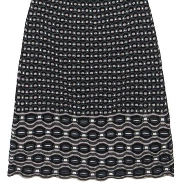Missoni - Black, Gray &amp; Beige Pattern Textured Knit Skirt Sz 2