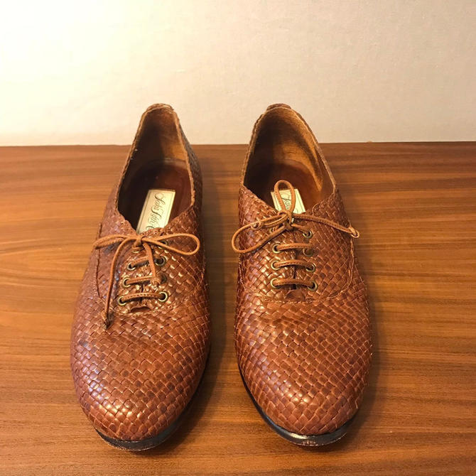 Vintage Braided Woven Leather Oxford Shoes City Bone Baltimore, MD