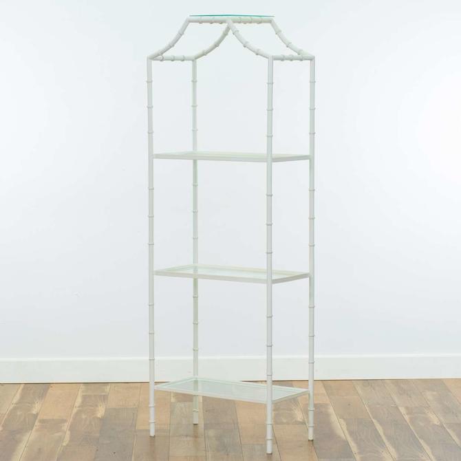 Regency White Metal Bamboo Etagere W Glass Shelves 2 From Loveseat