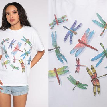 Dragonfly T Shirt 00s Insect Tshirt White Y2K Insect Shirt Bug Shirt Nature Wildlife Animal Tee Vintage Graphic Tee Medium 